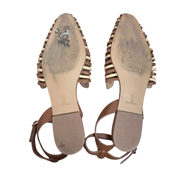Pilcro Anthropologie Woven Leather Ankle Strap Sandals – Neutral Motif Sz 8 - Picture 8 of 9